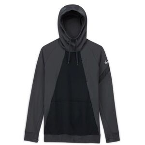 Nike DRI FIT Hoodie Mens Large Black Training Pullover Thumb Loops Zip Pocket